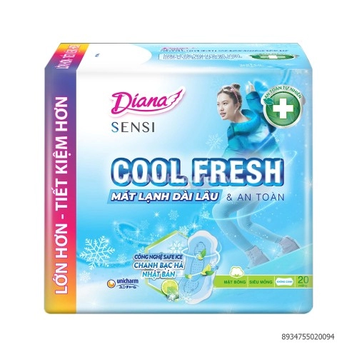 Băng Vệ Sinh Diana Cool Fresh Siêu Mỏng Không Cánh 20 Miếng 