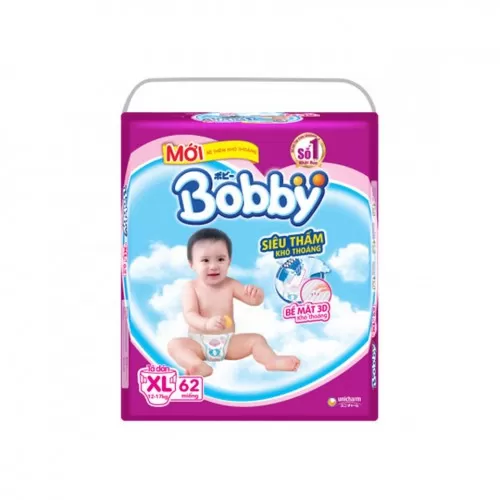 Tã giấy Bobby size XL 62 miếng  Tã giấy Bobby size XL 62 miếng