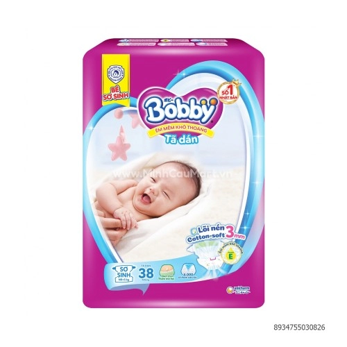 Tã Dán Bobby NB 38 Miếng Cho Trẻ Sơ Sinh   Tã Dán Bobby NB 38 Miếng Cho Trẻ Sơ Sinh