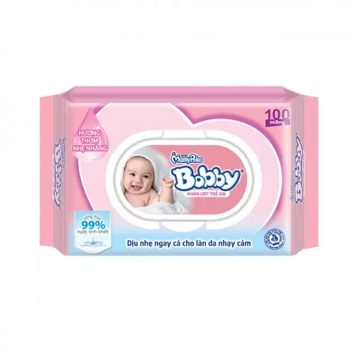 Khăn ướt Bobby Care nắp nhựa 100 tờ Khăn ướt Bobby Care nắp nhựa 100 tờ