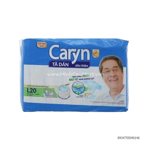 Tã Dán Caryn Người Lớn Siêu Thấm L20 Miếng 68 - 122cm  Tã Dán Caryn Người Lớn Siêu Thấm L20 Miếng 68 - 122cm