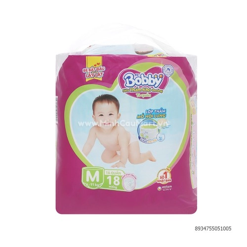 Tã Quầy Bobby M18 miếng  Tã Quầy Bobby M18 miếng
