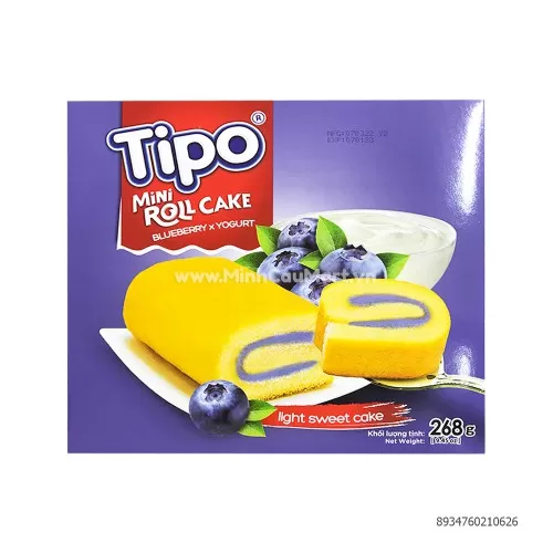 Bánh Bông Lan Sữa Chua Việt Quất ít Ngọt Tipo 268g Bánh Bông Lan Sữa Chua Việt Quất ít Ngọt Tipo 268g