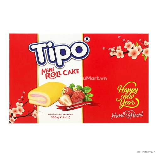 Bánh Tipo Mini Roll Cake Vị Dâu 396g  Bánh Tipo Mini Roll Cake Vị Dâu 396g