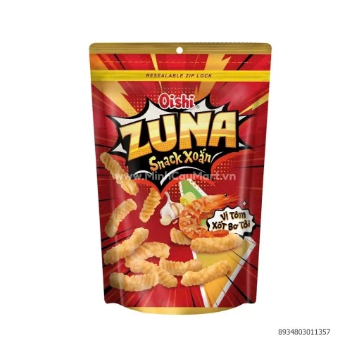 Bánh snack xoăn vị tôm xốt bơ tỏi  oishi 65/85g Bánh snack xoăn vị tôm xốt bơ tỏi  oishi 65/85g