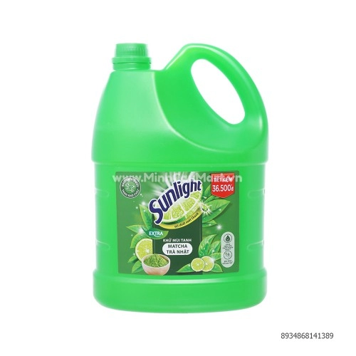 Sunlight Nước Rửa Chén Thiên Nhiên Mát Cha Trà Nhật 3.6kg Can Xanh 
