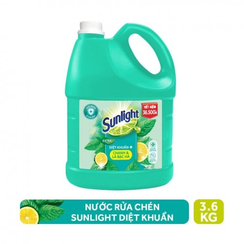  Nước Rửa Chén Sunlight Thiên Nhiên Chanh Lá Bạc Hà 3.6kg 