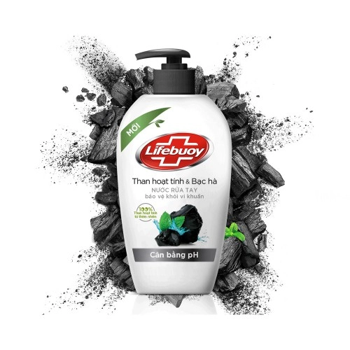 Nước Rửa Tay Lifeboy Than Hoạt Tính Bạc Hà 180G