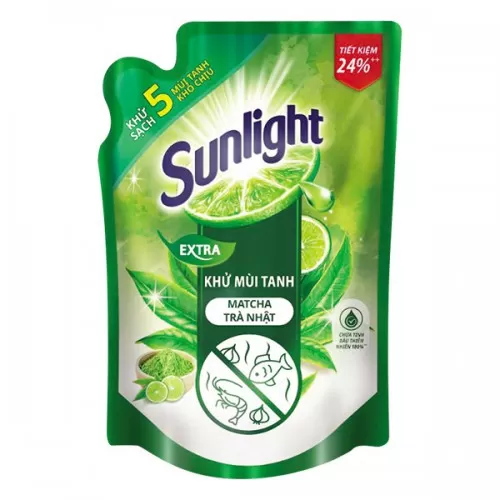 Nước Rửa Chén Sunlight Khử Mùi Tanh Trà Xanh, thiên nhiên 2.1kg