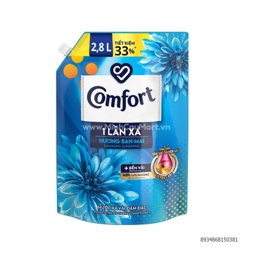 Nước Xả Vải Comfort 1 Lần Xả Giữ Màu Hương Ban Mai Túi 2.8L