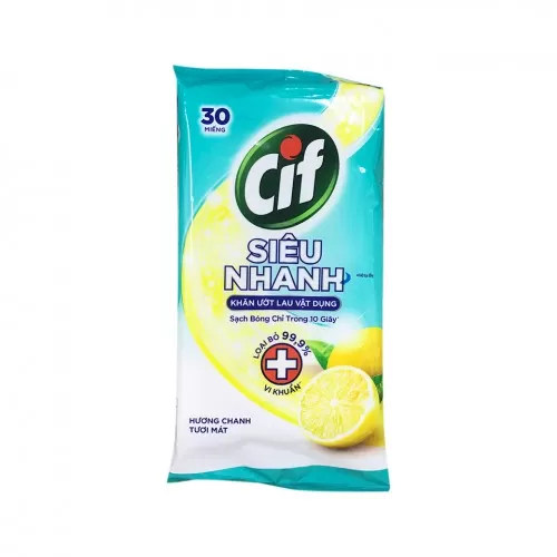 Cif khăn ướt đa năng cao cấp 30 miếng hương chanh 