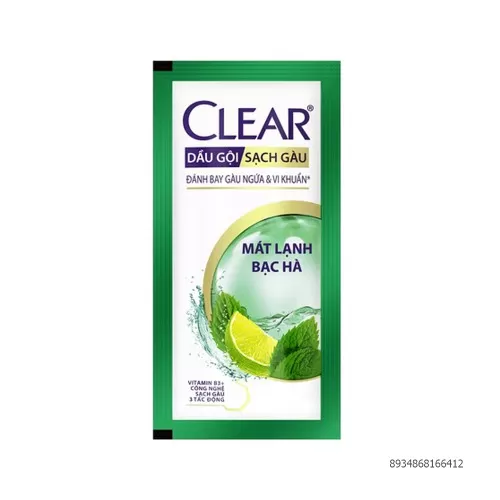 CLEAR Dầu Gội Mát Lạnh Bạc Hà 10gói/dây  CLEAR Dầu Gội Mát Lạnh Bạc Hà 10gói/dây