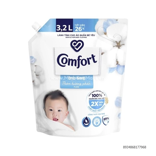 Nước xả làm mềm vải Comfort diu nhẹ thơm hương phấn 3.2L