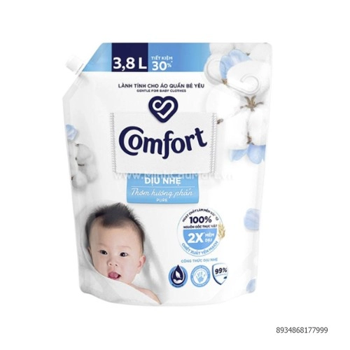 Nước Xả Vải Comfort Baby 1 Lần Xả Hương Phấn Thơm Túi 3.8L
