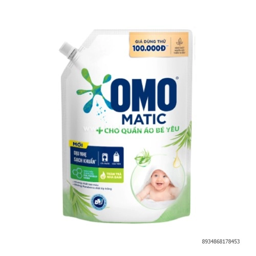 Nước Giặt Omo dịu nhẹ cho bé yêu túi 1,8kg
