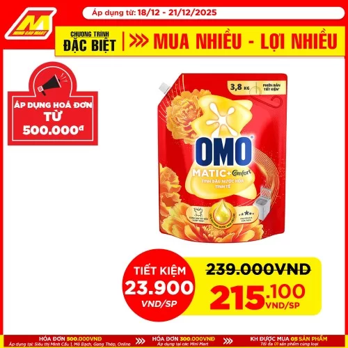 OMo nước giặt cửa trên tinh dầu nước hoa tinh tế 3.8 kg    