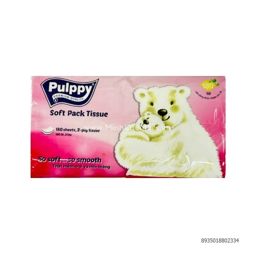 Khăn giấy rút Pulpy Polar Bear 180T Đỏ Khăn giấy rút Pulpy Polar Bear 180T Đỏ