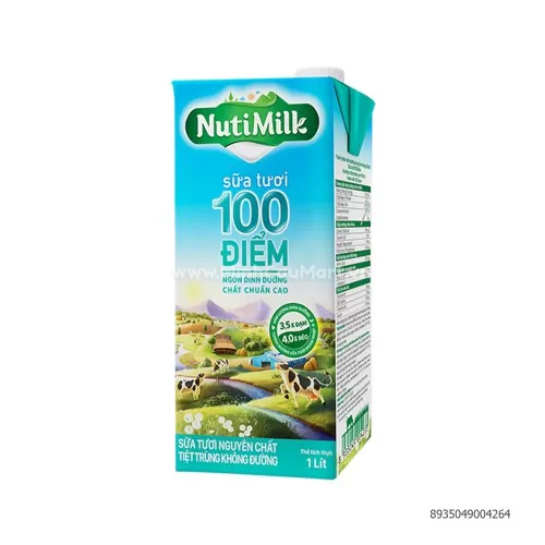 SỮA TƯƠI NGUYÊN CHẤT TIỆT TRÙNG KHÔNG ĐƯỜNG NUTIMILK 1L SỮA TƯƠI NGUYÊN CHẤT TIỆT TRÙNG KHÔNG ĐƯỜNG NUTIMILK 1L