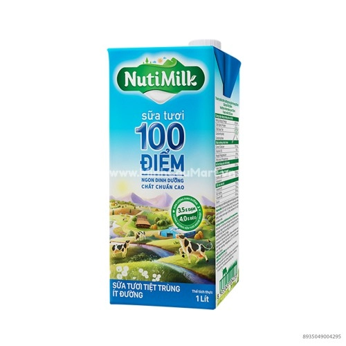 Sữa Tươi Tiệt Trùng Nuti Milk Ít Đường 1000ml