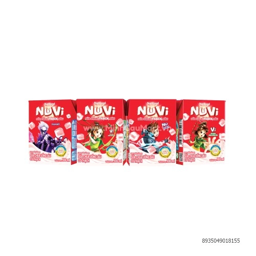 Sữa chua uống Nuvi có thạch hương dâu hộp 110ml