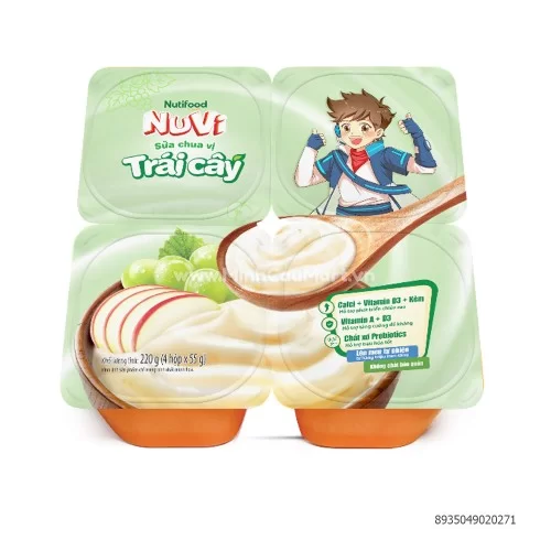 Sữa chua Nuvi Nutifood vị Trái Cây  220Gr (4 Hộp * 55GR)    Sữa chua Nuvi Nutifood vị Trái Cây  220Gr (4 Hộp * 55GR)