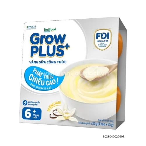 Váng sữa công thức Grow Plus+ Nutifood 4 hộp * 55Gr                                                                                                                                                                                                       