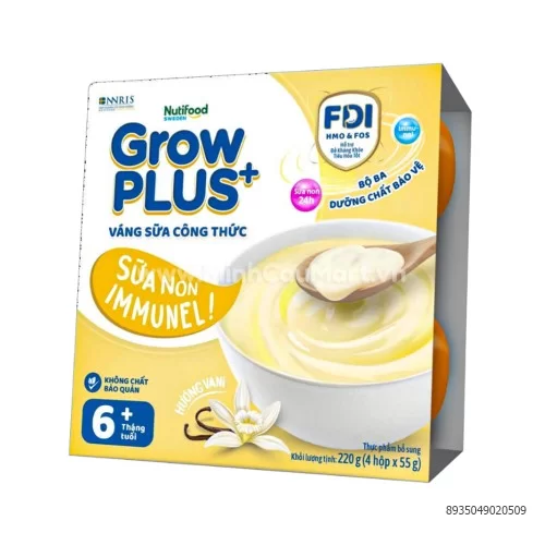 Váng sữa công thức Grow Plus+ Nutifood 4 hộp * 55Gr                    