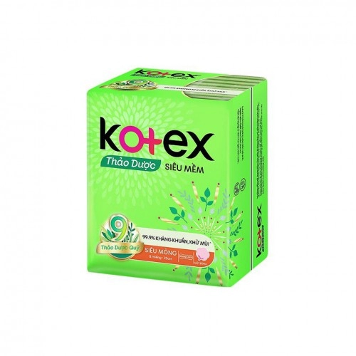 Băng Vệ Sinh Kotex Thảo Dược Siêu Mềm Không Cánh Gói 8 Miếng Băng Vệ Sinh Kotex Thảo Dược Siêu Mềm Không Cánh Gói 8 Miếng