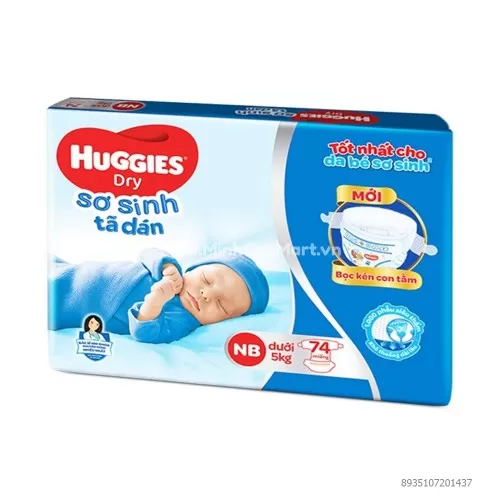 Tã dán sơ sinh Huggies NB 74 