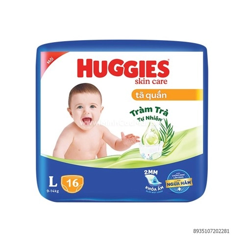 Tã quần Huggies Skin Care L16 (9-14kg)  Tã quần Huggies Skin Care L16 (9-14kg)