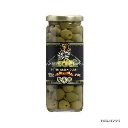 Qu oliu xanh ko hạt Latino Bella hũ 450gr Qu oliu xanh ko hạt Latino Bella hũ 450gr