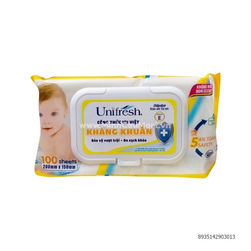 Khăn Uớt Trẻ Em Unifresh Vitamim E 100 Tờ