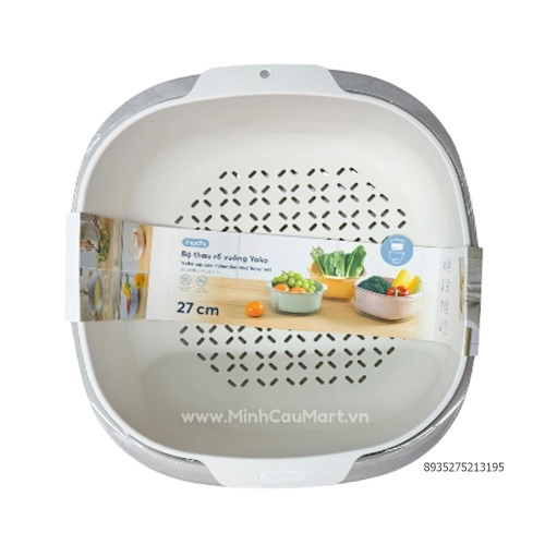 Bộ thau rổ vuông Yoko 27cm màu trắng Bộ thau rổ vuông Yoko 27cm màu trắng