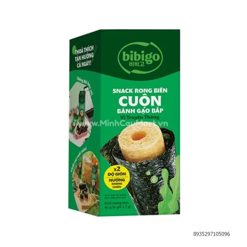 Snack rong biển cuộn bánh gạo bắp vị truyền thống 42gr                                                                                                                                                                                          