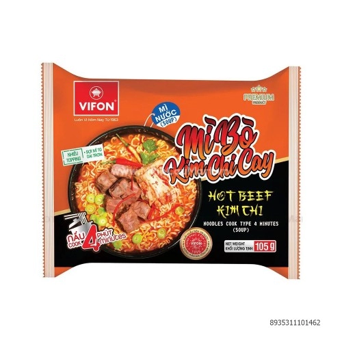Mì Bò Kim Chi Cay Vifon Gói 105G