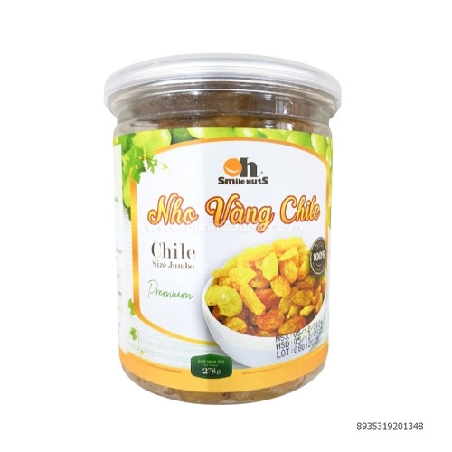Nho khô vàng chile Smile Oh hũ 278g Nho khô vàng chile Smile Oh hũ 278g