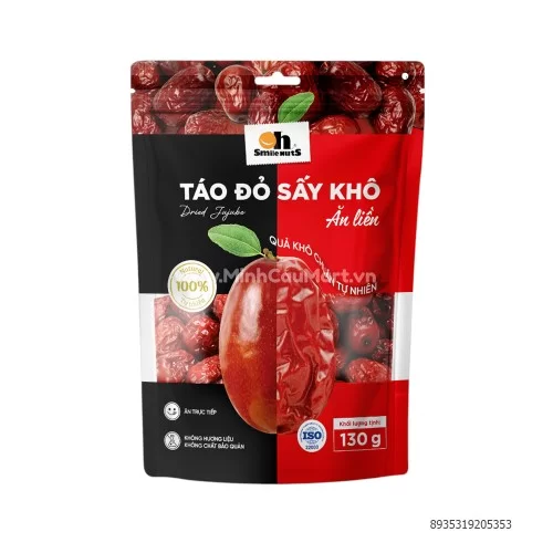 Táo đỏ khô túi zipper Smile túi 130g                                                                                                                                                                                                                      