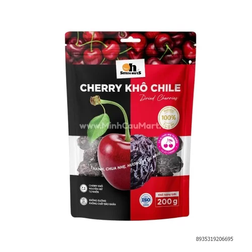 Cherry khô Chile Smile túi zipper 200g                                                                                                                                                                                                                     Cherry khô Chile Smile túi zipper 200g