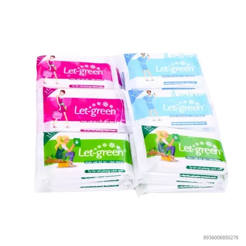 Khăn Ướt bỏ Túi Let - Green 10miếng  Khăn Ướt bỏ Túi Let - Green 10miếng