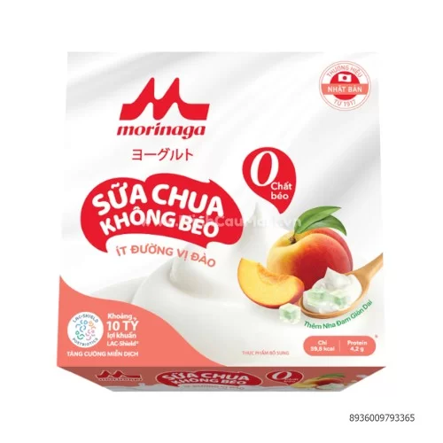 Sữa chua Elovi Morinaga không béo ít đường vị đào 100g Sữa chua Elovi Morinaga không béo ít đường vị đào 100g