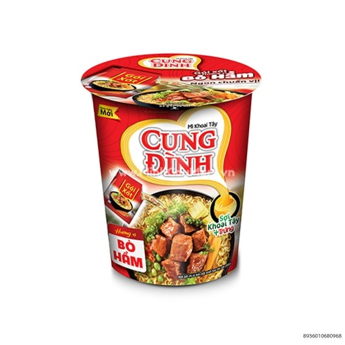 Mì Tôm Cung Đình Ly Hương Vị Bò Hầm 65g  Mì Tôm Cung Đình Ly Hương Vị Bò Hầm 65g