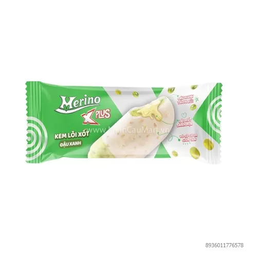 Kem Que Merino X Plus Đậu Xanh Lõi Xốt 60g  Kem Que Merino X Plus Đậu Xanh Lõi Xốt 60g