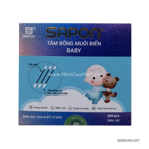 Tăm bông muối biển baby thân giấy 200 que