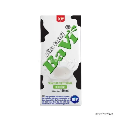 SỮA TƯƠI TIỆT TRÙNG BA VÌ LOF CÓ ĐƯỜNG 180ML 