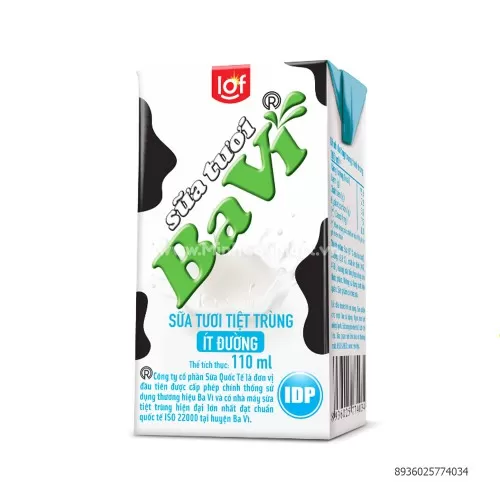 SỮA TƯƠI TIỆT TRÙNG BA VÌ LOF ÍT ĐƯỜNG 110ML