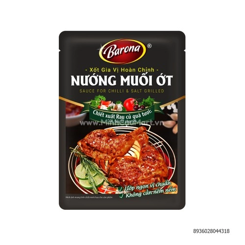 Xốt gia vị hoàn chỉnh nướng muối ớt Barona gói 80g Xốt gia vị hoàn chỉnh nướng muối ớt Barona gói 80g