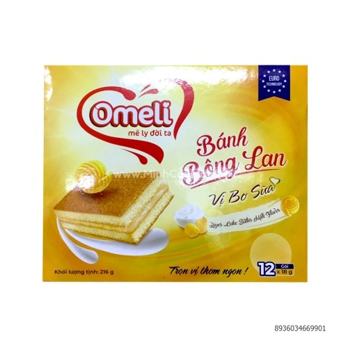 Bánh Omeli bông lan Vị bơ sữa hộp 216gr
