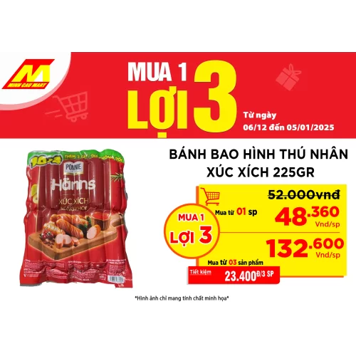 Xúc xích thanh trùng Ponnie Hanns Super Eco xông khói 12 cây * 50g        