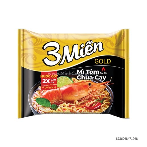 Mì tôm 3 miền gold nước cốt tôm thịt 75g Mì tôm 3 miền gold nước cốt tôm thịt 75g