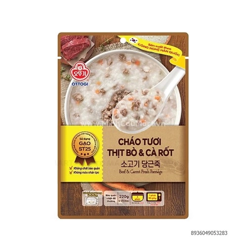 Cháo tươi thịt bò và cà rốt 220g